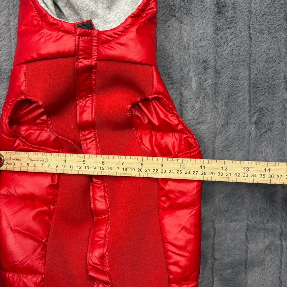 Champion Red Puffer Dog Vest Hooded Quilted Pet Jacket Large RN145328